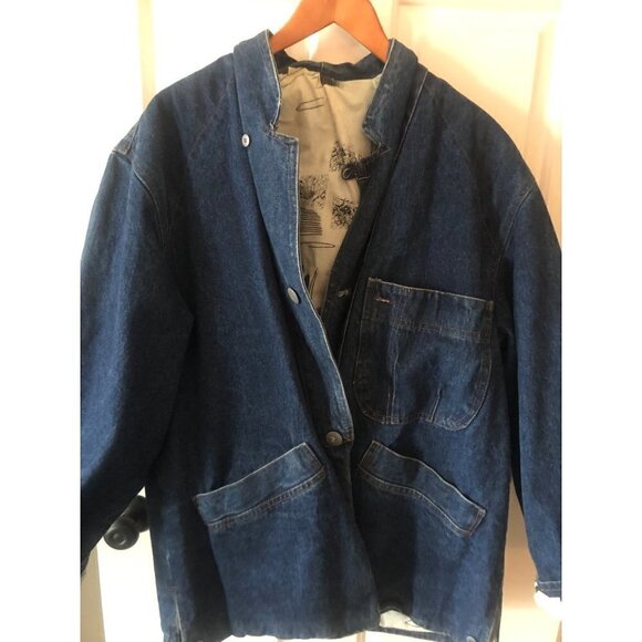 Woman's Curvy Plus Blue Jean Modeling Agency Jacket from Paris 1990's size 2X - Picture 7 of 9